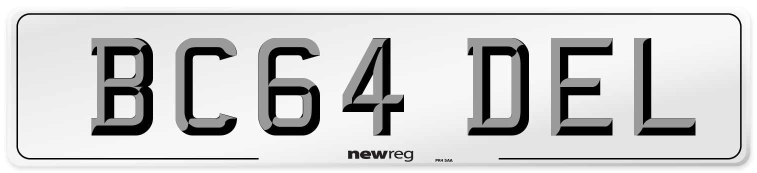 BC64 DEL Number Plate from New Reg
